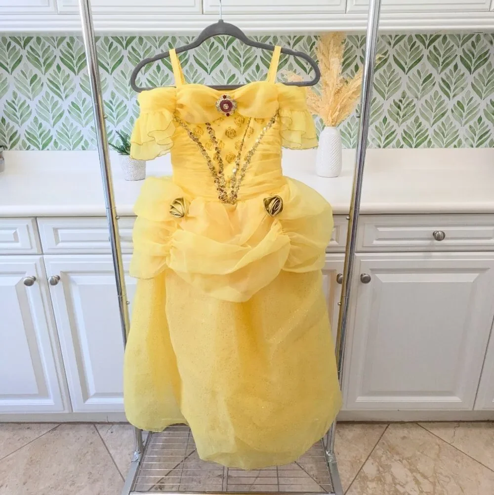 Belle Iconic Yellow Gown Disney Costume Girls Princess 9/10 Beauty and the Beast - Picture 1 of 6